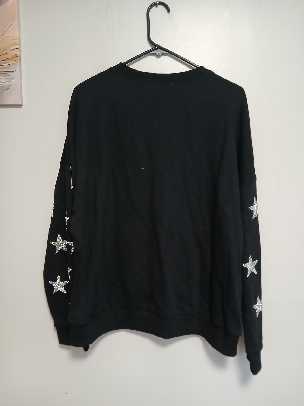 ODDY Black Sweatshirt with Silver Sequin Stars - Picture 2 of 4